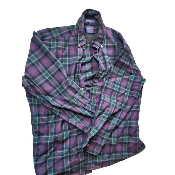 Pendleton Fireside Flannel Shirt Mens Large Wool Tartan Plaid Vintage Lumberjack - Picture 9 of 14
